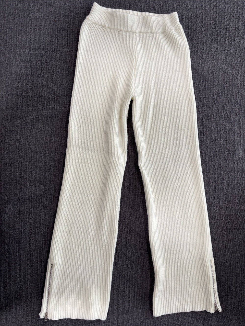 White Fox Boutique Cream Ribbed Boot Cut knit sweater Pants